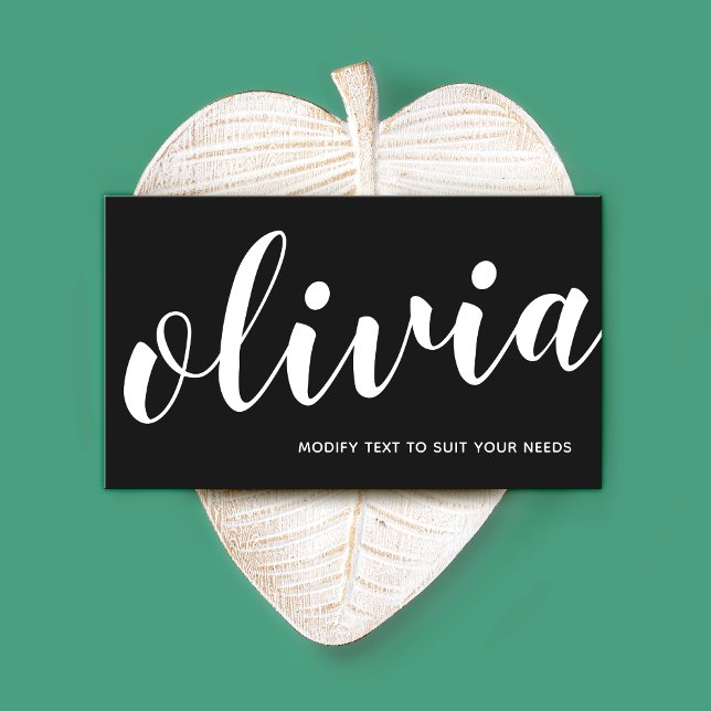 Cartão De Visita Caligrafia de Script de Assinatura Preta-Branca (Criador carregado)