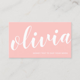 Cartão De Visita Caligrafia de Script Manuscrito BOld Coral Rosa