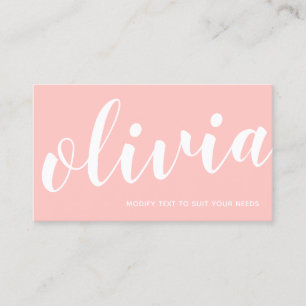 Cartão De Visita Caligrafia de Script Manuscrito BOld Coral Rosa