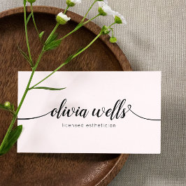 Cartão De Visita Caligrafia de Script Manuscrito de Rosa claro Simp