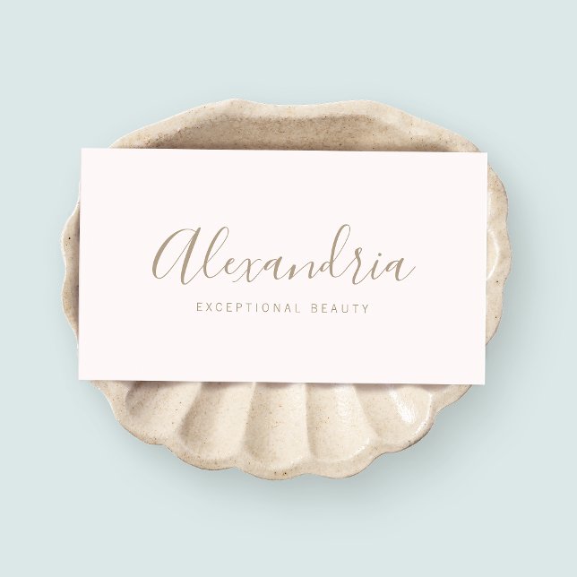 Cartão De Visita Caligrafia de Script Manuscrito Simples Rosa (Criador carregado)