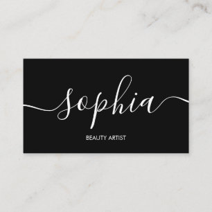 Cartão De Visita Caligrafia de Script Sofisticada - Preto Mínimo
