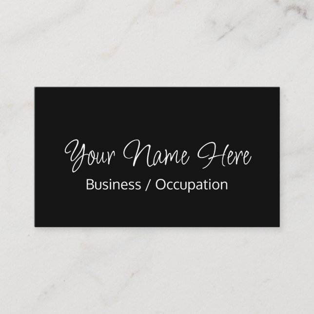 Cartão De Visita Caligrafia elegante branco preto moderno (Frente)