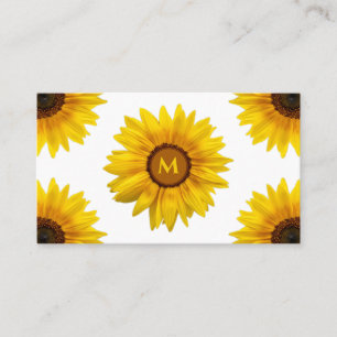 Cartão De Visita Caligrafia florista com monograma de girassol, cód