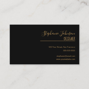 Cartão De Visita Caligrafia Mínima e Dourada Moderna