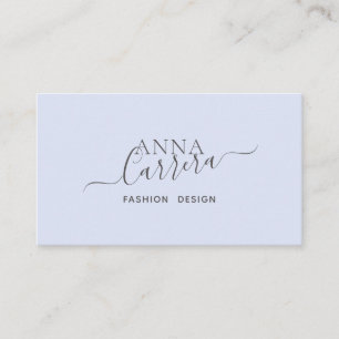 Cartão De Visita Caligrafia moderna azul-azul de luxo mínimo
