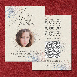 Cartão De Visita Caligrafia moderna Código QR de Mídia Social Adici