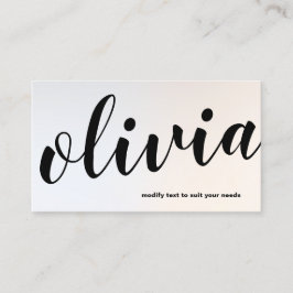 Cartão De Visita Caligrafia moderna de Script Bold Prata Luminosa
