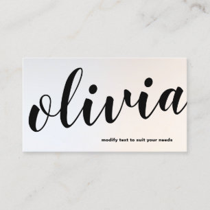 Cartão De Visita Caligrafia moderna de Script Bold Prata Luminosa