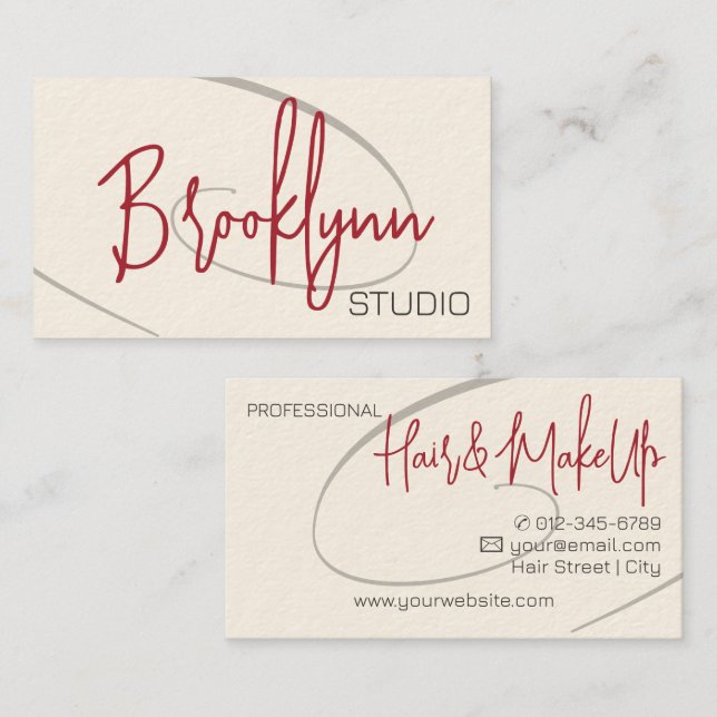 Cartão De Visita Caligrafia Moderna Hair Studio Professional Twirl (Frente/Verso)