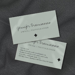 Cartão De Visita Caligrafia profissional minimalista Sage Green