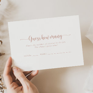 Cartão De Visita Caligrafia rosa Dourada Adivinha Quantas Cartas De