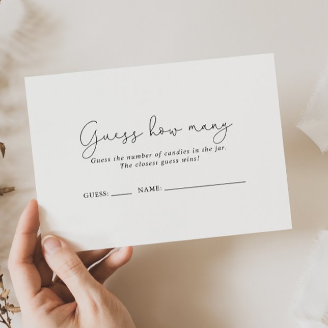 Cartão De Visita Caligrafia Simples Adivinha Quantos Placas De Jogo (Criador carregado)