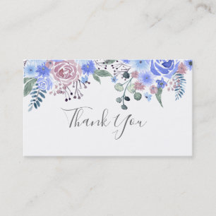 Cartão De Visita Calligraphy script Wedding THANK YOU Blue