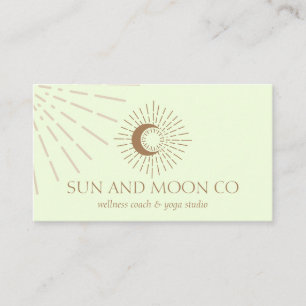 Cartão De Visita Calor de energia Sol Lua espiritual Verde