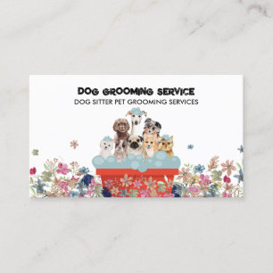 Cartão De Visita Cama de banho para tosa de cães Floral boho rústic