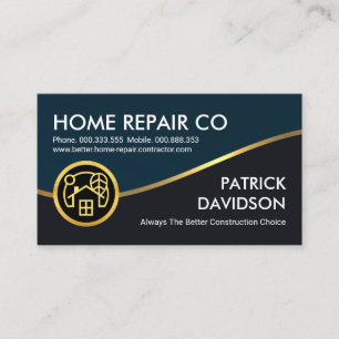 Cartão De Visita Camadas de Cinzas Azuis de Onda Dourada Handyman