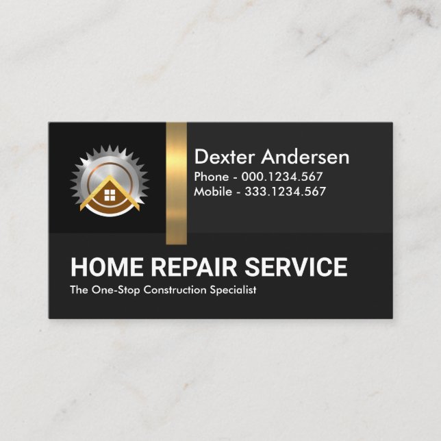 Cartão De Visita Camadas de Edifício Douradas de Escadas Negras (Frente)