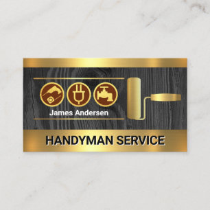 Cartão De Visita Camadas de Pincel Dourado de Madeira