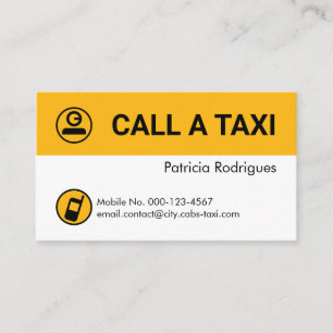 Cartão De Visita Camadas de Táxi Amarelo Minimalista