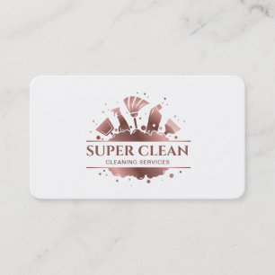 Cartão De Visita Câmara de Limpeza do Maid Espumante Rosa Dourado B