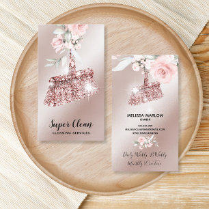 Cartão De Visita Câmara de Limpeza Maid Que Estimula Douradas Empr