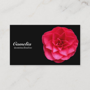 Cartão De Visita Camélia Vermelha - Preto e Cinza Escuro