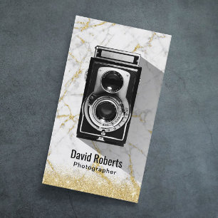 Cartão De Visita Câmera de mármore Dourado do fotógrafo da