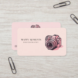 Cartão De Visita Câmera DSLR Rosa na Moda Fotografia Personalizada