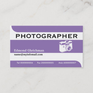 Cartão De Visita Câmera fotográfica profissional roxa e branca