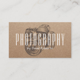 Cartão De Visita Câmera Profissional de Fotografia Rústica Kraft