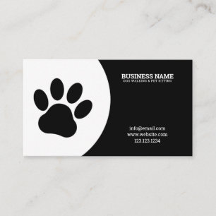Cartão De Visita Caminhante de Cachorro de Solteiro Branco e Preto