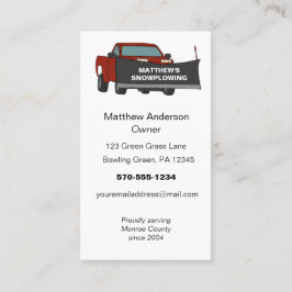 Cartão De Visita Caminhão de coleta de neve com neve