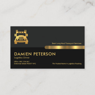 Cartão De Visita Caminhão de Logística de Colunas de Retro Preto da