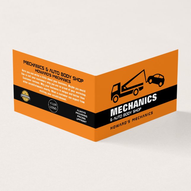 Cartão De Visita Caminhão de reboque, Mecânico automático e reparaç (Exterior)