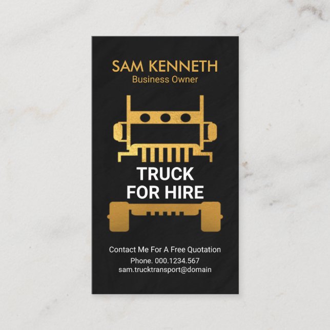 Cartão De Visita Caminhão de Textura Granito de Semi Caminhão Doura (Frente)