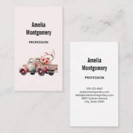 Cartão De Visita Caminhão do Agricultor de Vintagem Rosa
