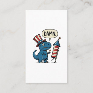 Cartão De Visita Camisa de Fogo Patriótica Divertida de T-Rex Desig