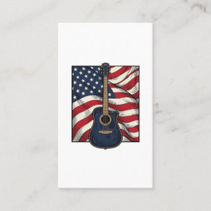 Cartão De Visita Camisa Vetorial da Bandeira Patriótica da Guitarra