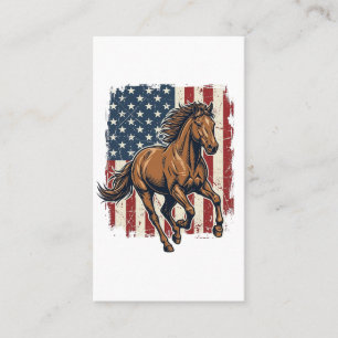 Cartão De Visita Camisa Vetorial Vintage Patriótico Cavalo Bandeira