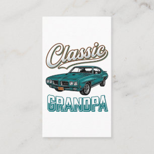 Cartão De Visita Camiseta Clássica do Vô com Carro Antigo Design_1
