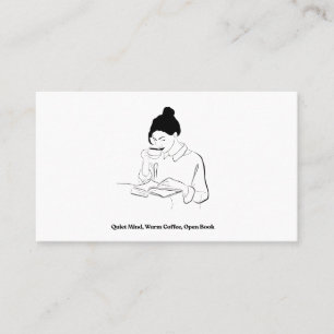 Cartão De Visita Camiseta de Linha Artística de Livro e Café Estéti