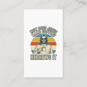 Cartão De Visita Camiseta Engraçada Jesus Café Desenho Antigo_