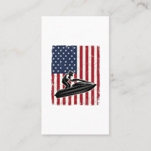 Cartão De Visita Camiseta Vetorial de Jet Ski Vintage com Bandeira