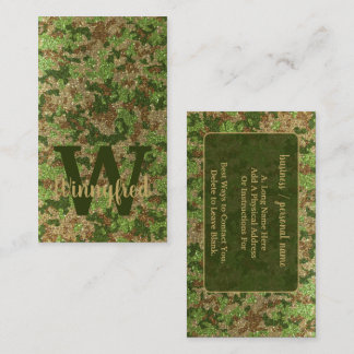 Cartão De Visita Camouflagem verde acelera glusor Camo Nome do Mono