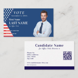 Cartão De Visita Campanha Eleitoral Personalizada Candidato Azul