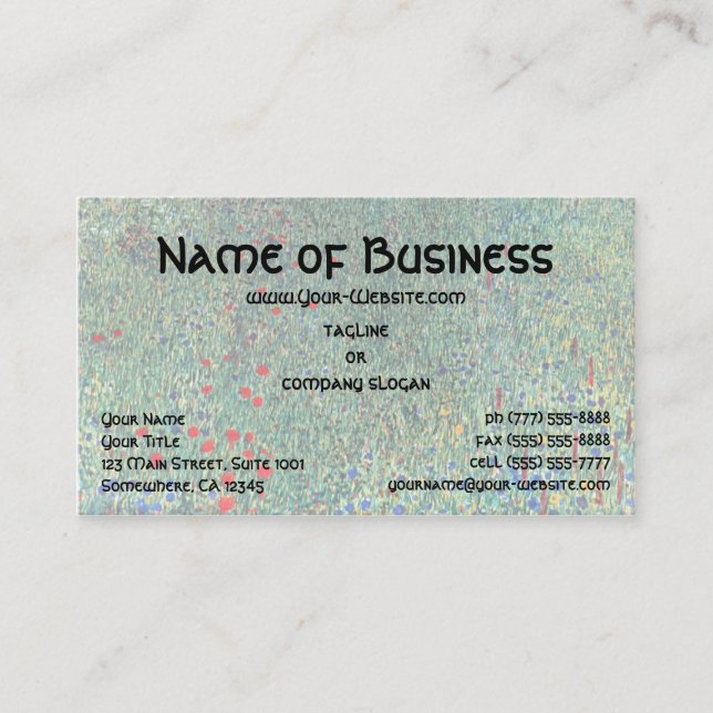 Cartão De Visita Campo de Flor em Litzlberg Klimt, Paisagem de Vint (Frente)