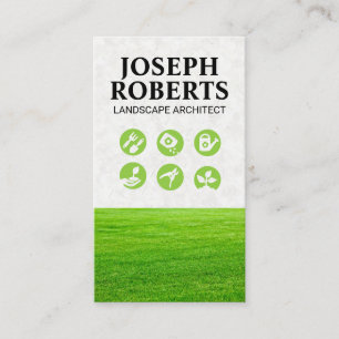 Cartão De Visita Campo de grama   Logotipos para jardinagem