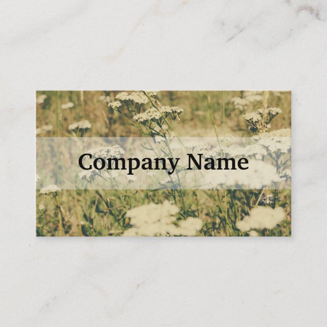 Cartão De Visita Campo do Yarrow, filtro retro verde sobre a foto (Frente)