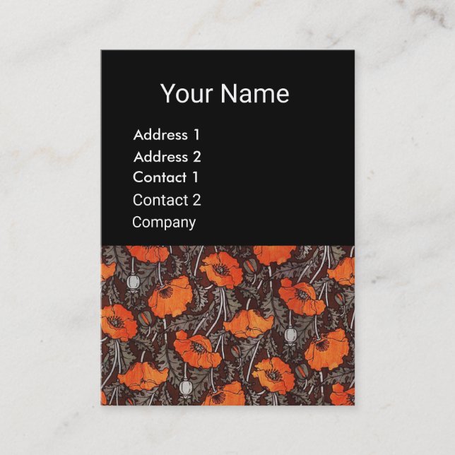 Cartão De Visita Campos VERMELHOS Ruby Monograma White Black Floral (Frente)